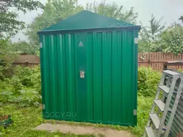 Хозблок для хранения с двускатной крышей в зеленом цвете в д. Думино, Дмитровский р-н, МО