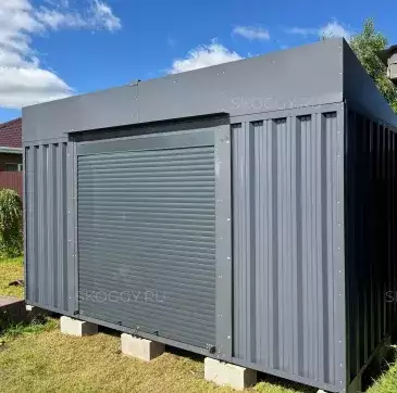 Функциональный хозблок 4×2,16 м в цвете графит (RAL 7024) с рольставней в Тверскую область
